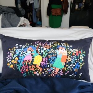 Colorful Floral Embroidered Pillow "Mom's Garden"